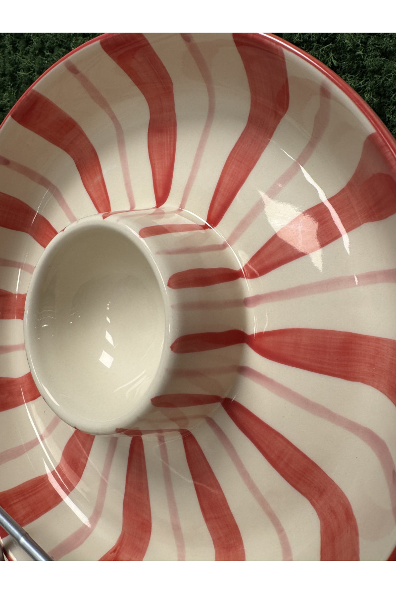 Nine Tobi Chip & Dip Bowl Red/Pink Stripes